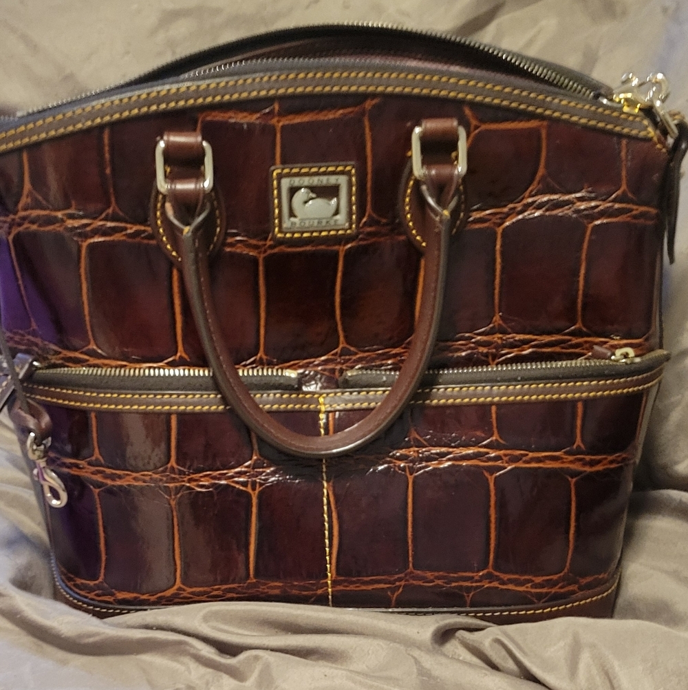 Dooney & Bourke Dark Brown Croc-Embossed Briefcase